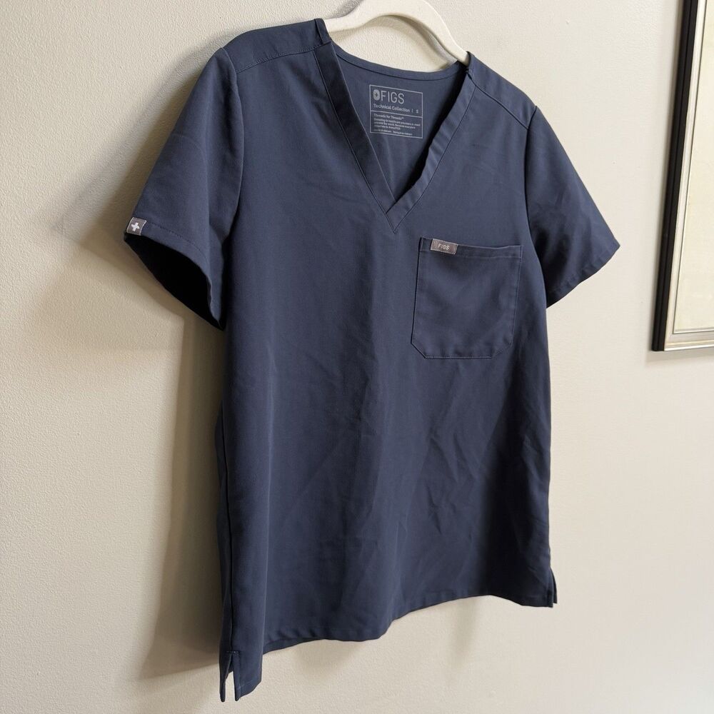 FIGS Night Sky Blue Grey Catarina One-Pocket Scrub Top Size Small - Picture 7 of 13